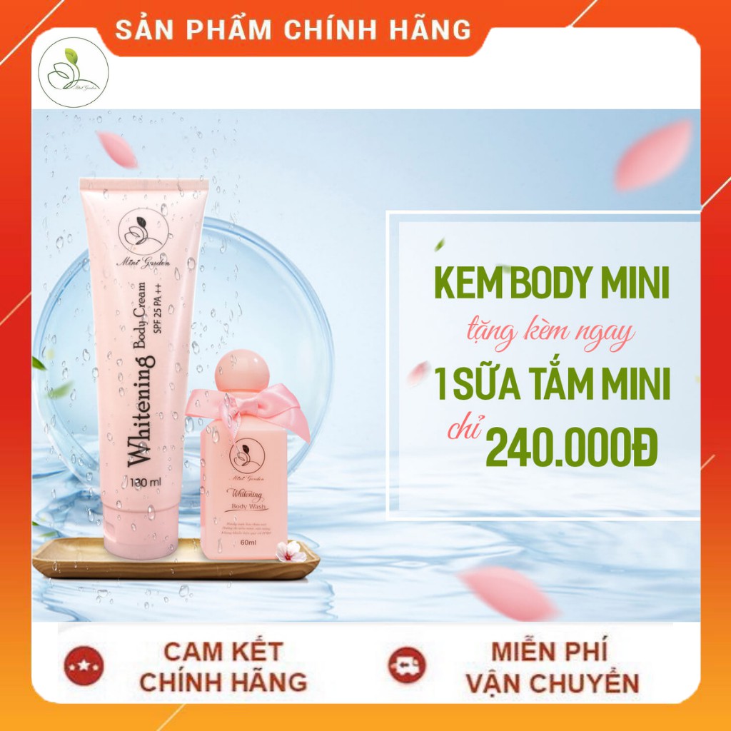 Kem body men bia Minigarden 180ml tặng sữa tắm men bia 60ml SPF25PA++ giúp chống nắng, dưỡng trắng, makeup body hiệu quả
