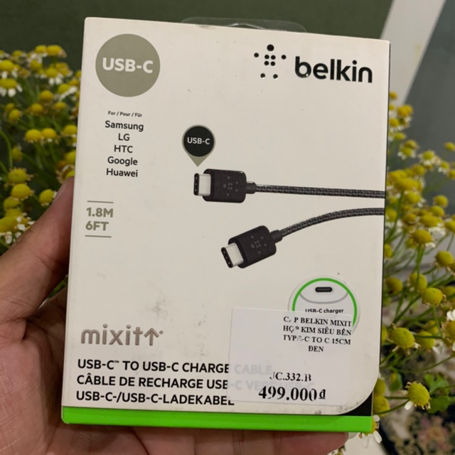 Cáp sạc nhanh BELKIN F2CU041bt06 MIXIT↑™ Metallic USB-C™ to USB-C PD 60W dài 1.8m