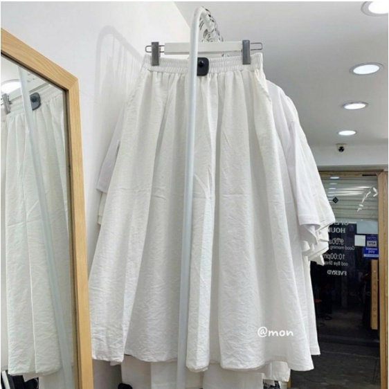 ⚡ Freeship ⚡ Chân váy dài ulzzang dáng xòe, chân váy đũi cạp chun phong cách Hàn Quốc thời trang thanh lịch | BigBuy360 - bigbuy360.vn