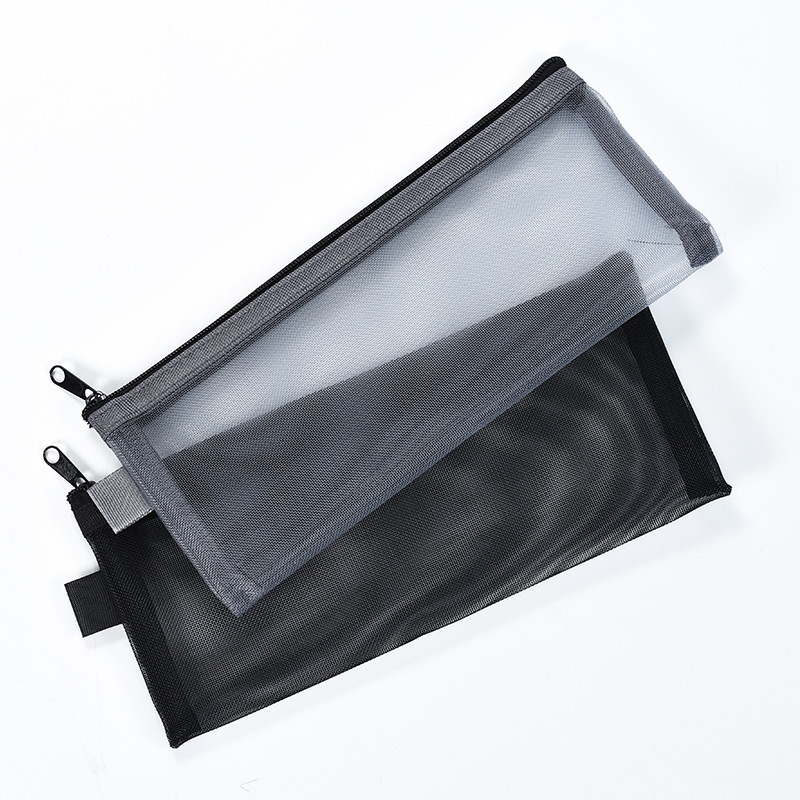 Bóp Viết Vải Lưới Nylon Trong Suốt Khóa Kéo Phong Cách Hàn Quốc