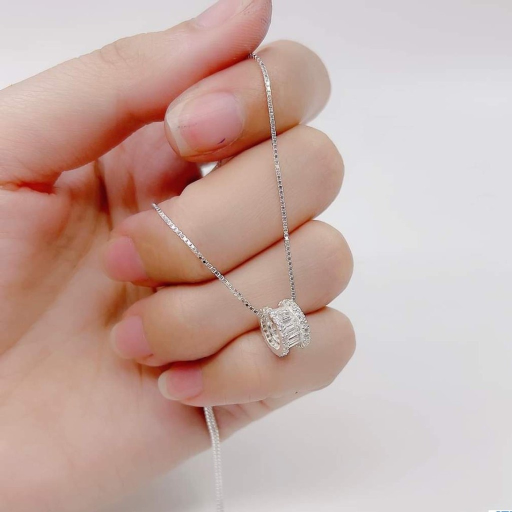Dây chuyền nữ bạc ta mặt tròn nạm đá (Ảnh thật cuối) vòng cổ nữ chất liệu bạc thật siêu xinh - Mã TSJD11