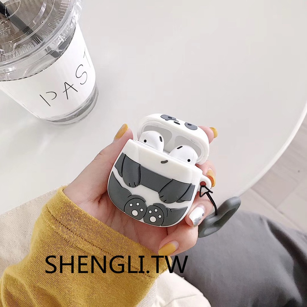 Vỏ bọc hộp đựng tai nghe không dây airpods 1 hình các chú gấu đáng yêu trong phim hoạt hình We bare bear