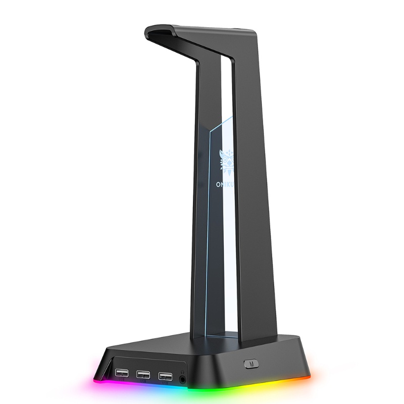 Giá Đỡ Tai Nghe Chơi Game 3 Cổng USB Màu Đen / Hồng RGB Tiết Kiệm Không Gian