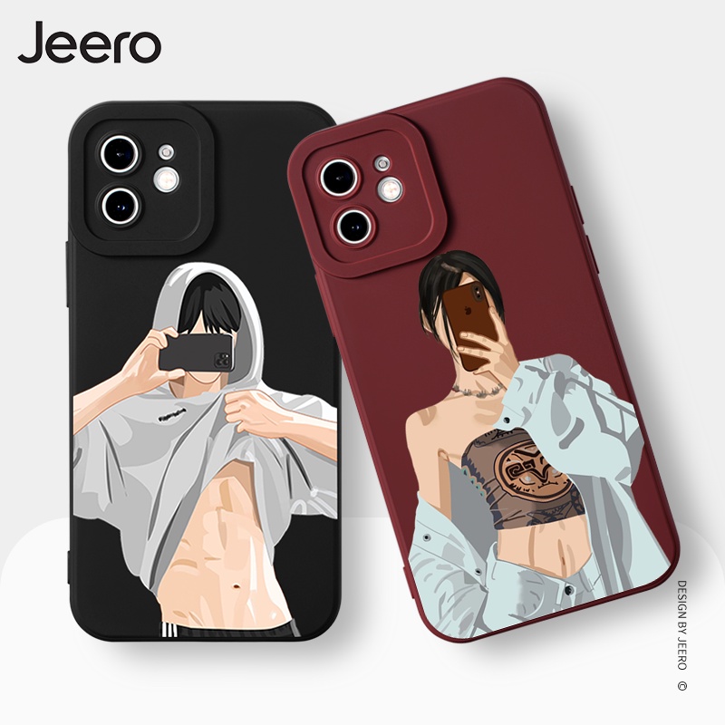 Ốp lưng JEERO silicon mềm cặp đôi dễ thương đẹp chống sốc đen Compatible for iPhone 13 12 11 Pro Max SE 2020 X XR XS 8 7 ip 6S 6 Plus kute HFG1100