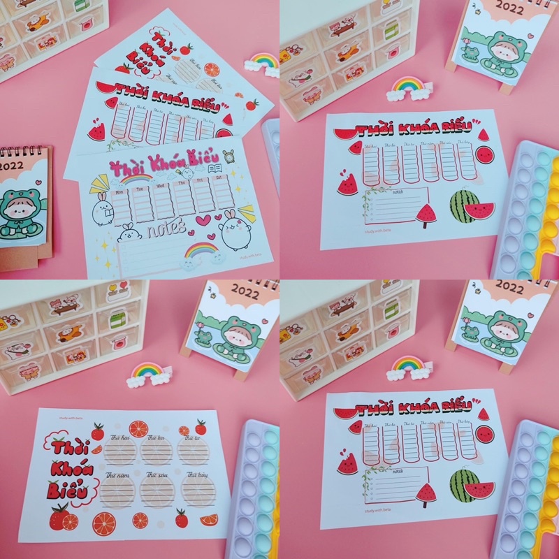 SET 3 TỜ THỜI KHOÁ BIỂU KẺ KHUNG SẴN HÌNH DỄ THƯƠNG