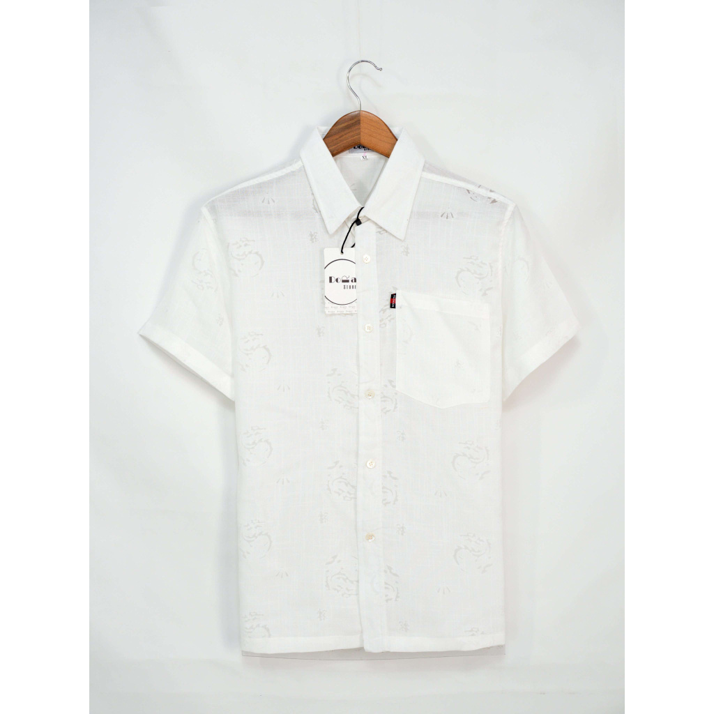 Áo Sơ Mi Nam Trung Niên Vải Đũi Ngắn Tay Vải Mặc Mát