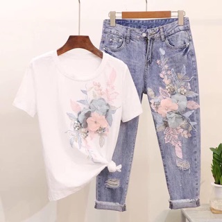 💐Set_Bộ_quần_Jeans_Áo_Phông_3D💐