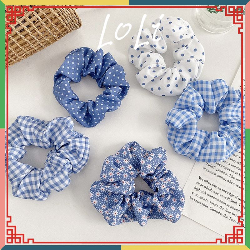 [Mã FAMARAL1 giảm 10K đơn 50K]Dây cột tóc vải Scrunchies tone màu xanh dương HOT TREND