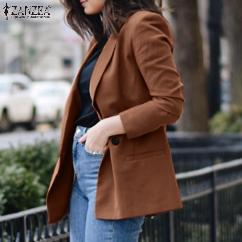 Áo khoác blazer Zanzea tay dài màu trơn kiểu dáng thanh lịch cho nữ | BigBuy360 - bigbuy360.vn