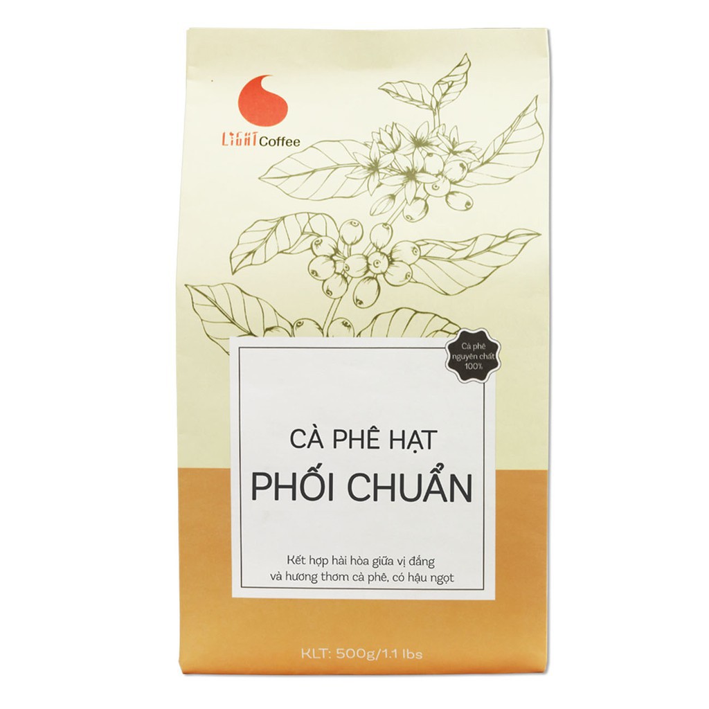 Cà phê hạt nguyên chất 100% - Phối chuẩn 500gr - Light Coffee - Cafe nội địa giá rẻ