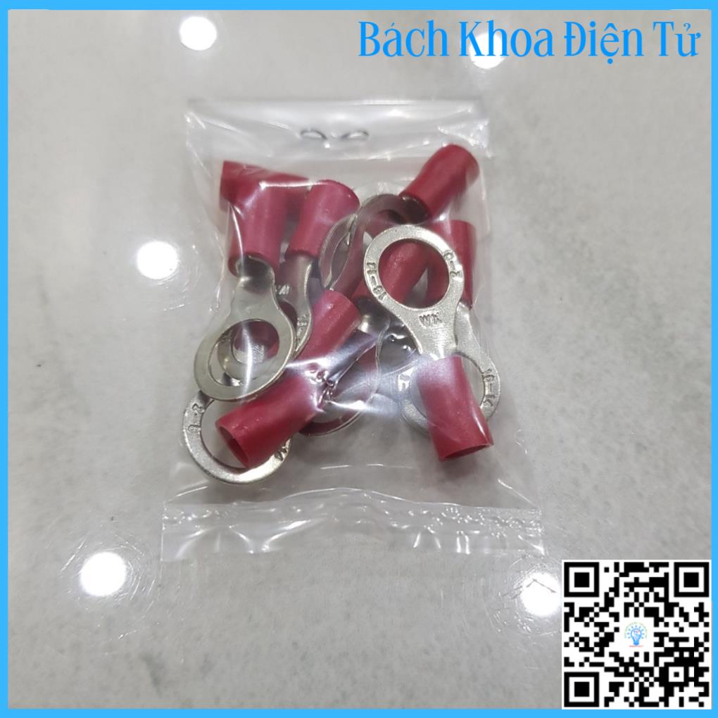 10 Đầu cos tròn RV2-8, cos chữ O, RV2-8, Đầu cốt tròn 2-8, đầu cos dây điện, Cốt tròn