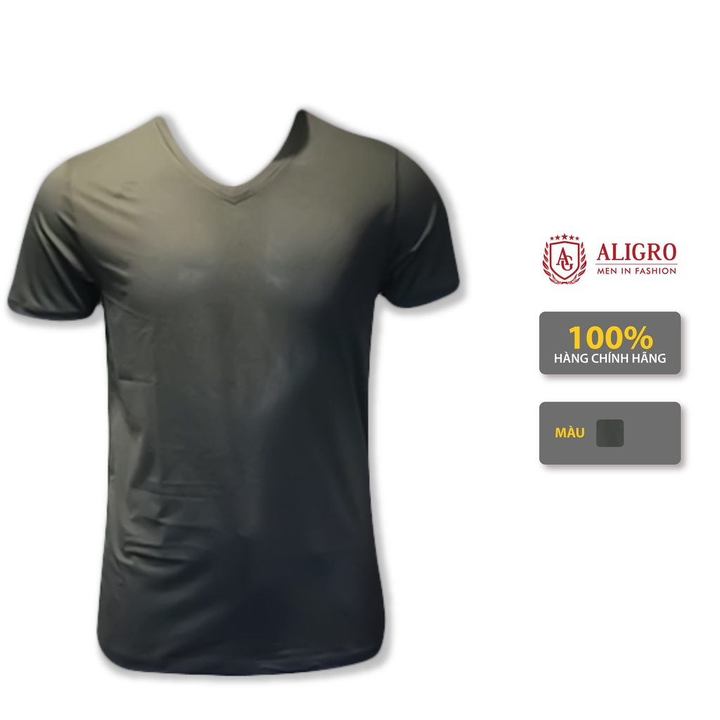 Áo Phông Cộc Tay Nam Aligro Cổ Tim Chất Liệu Coton Giấy, Mềm, Nhẹ, Mát Algapc052