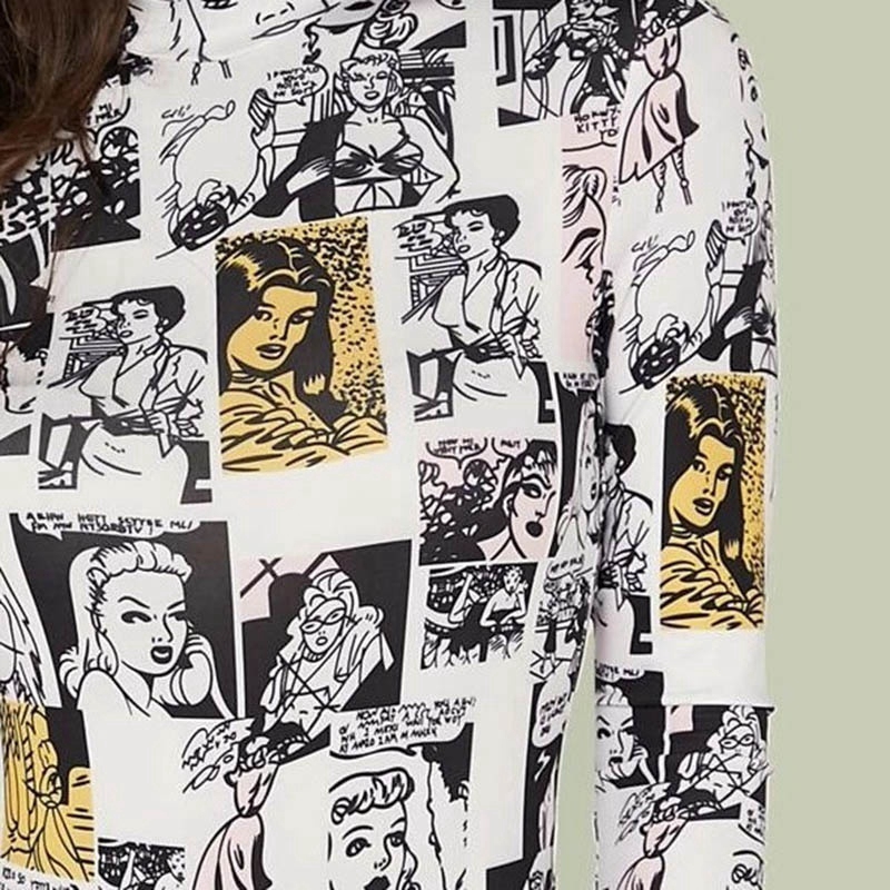 Bộ áo liền quần tay dài cổ cao in họa tiết phong cách cổ điển thời trang cho nữ | BigBuy360 - bigbuy360.vn