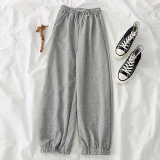 Quần ống rộng dáng jogger bo gấu nỉ da cá siêu đẹp