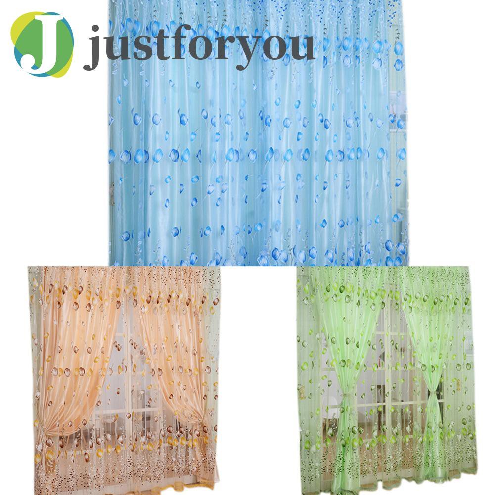 Rèm cửa sổ dạng hạt hình hoa tulip 2 lớp trang trí phòng ngủ độc đáo