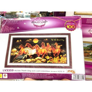 tranh thêu chữ thập ngựa mã đáo thành công lv3359 130*60cm