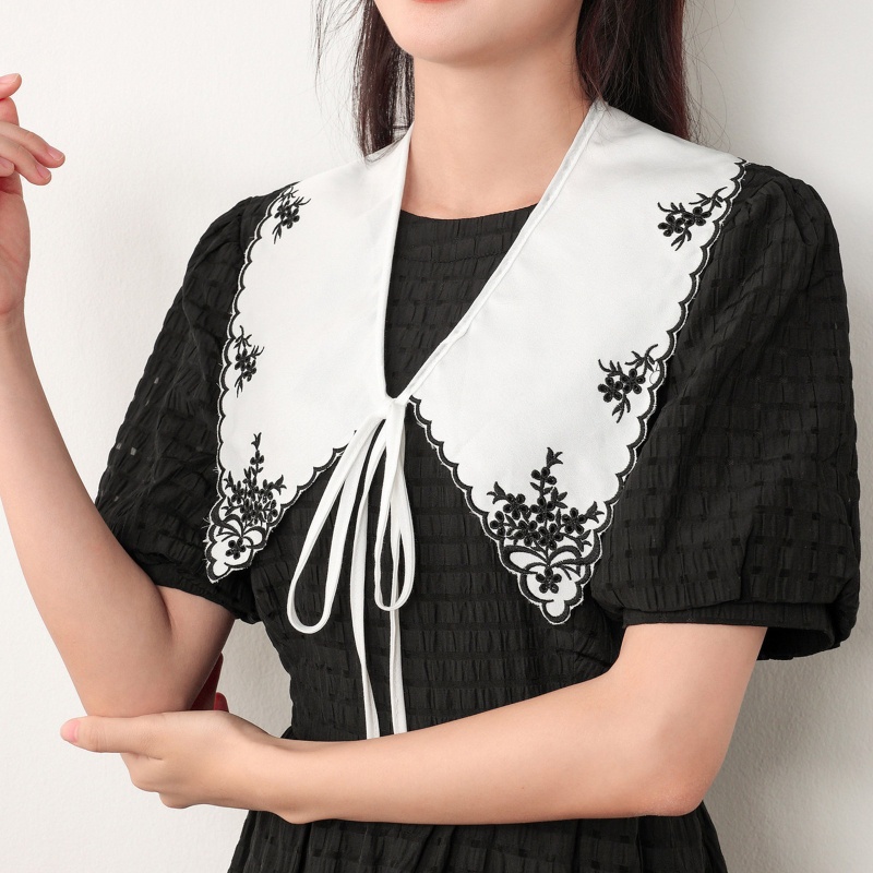 Han Khăn Choàng Cổ Giả Khăn Choàng Chống Nắng Thêu Hoa Nhỏ Đa Năng Có Thể Tháo Rời Cho Nữ