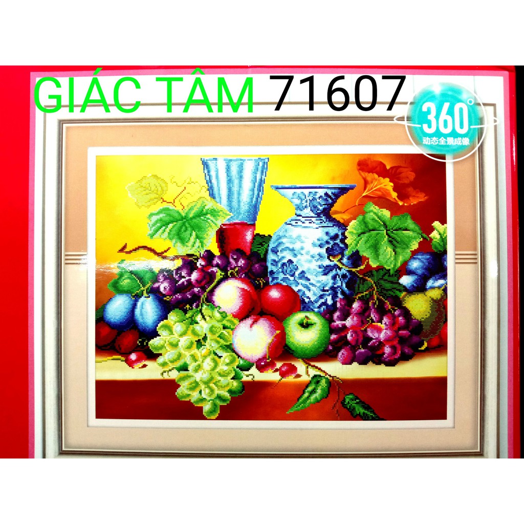 Tranh đá TRÁI CÂY QUẢ BÌNH - 77x60cm - 71607 - tranh đá chưa làm - chưa gắn đá - chưa đính đá