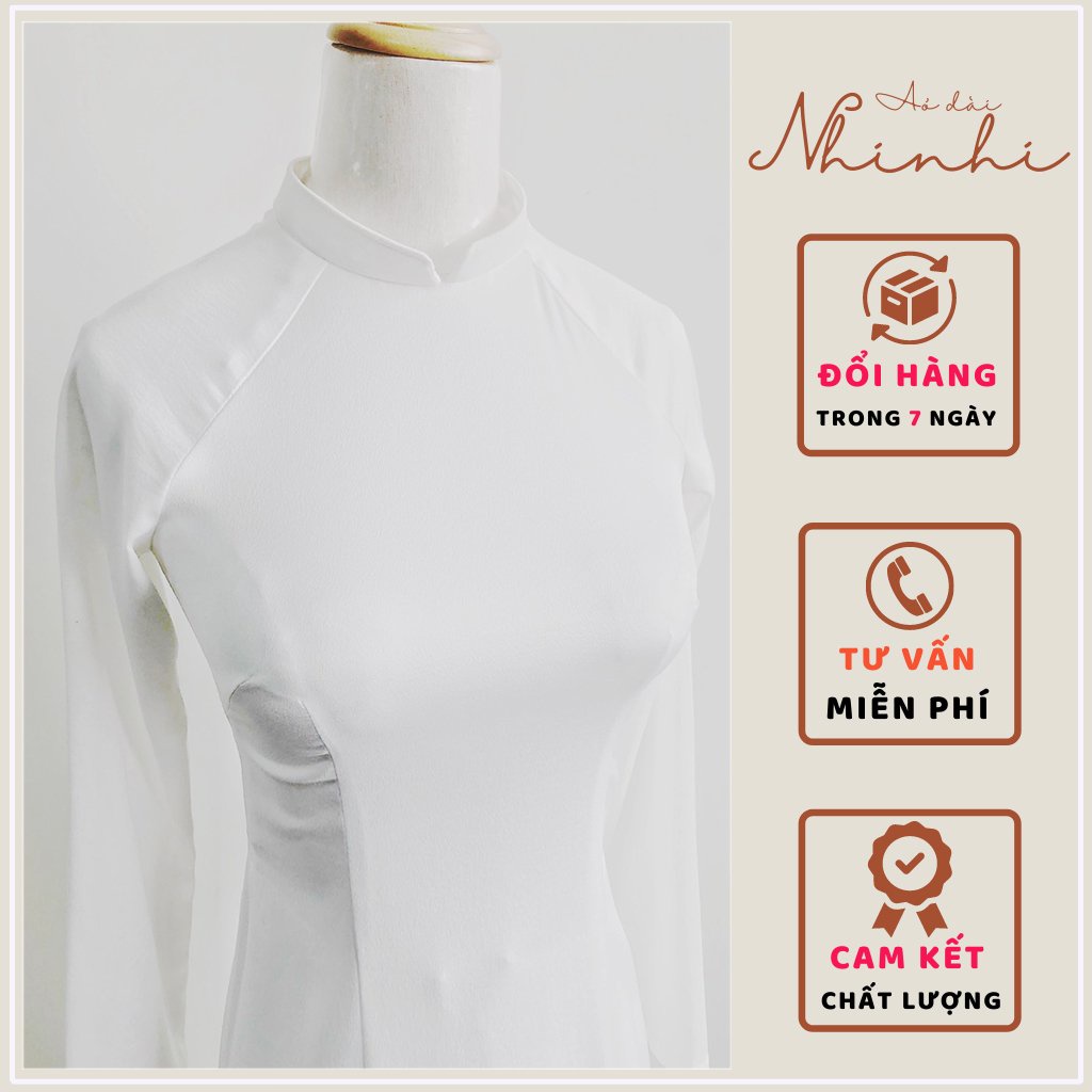 Áo dài trắng học sinh, áo dài đi học nữ NHINHI lụa Tây thi