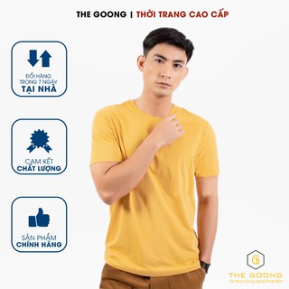 Áo Phông Trơn Nam TheGoong Cổ Tròn, Áo Thun Basic Cotton Cao Cấp Hàng Hiệu Thoáng Mát Kháng Khuẩn Tay Ngắn Màu Vàng Nghệ