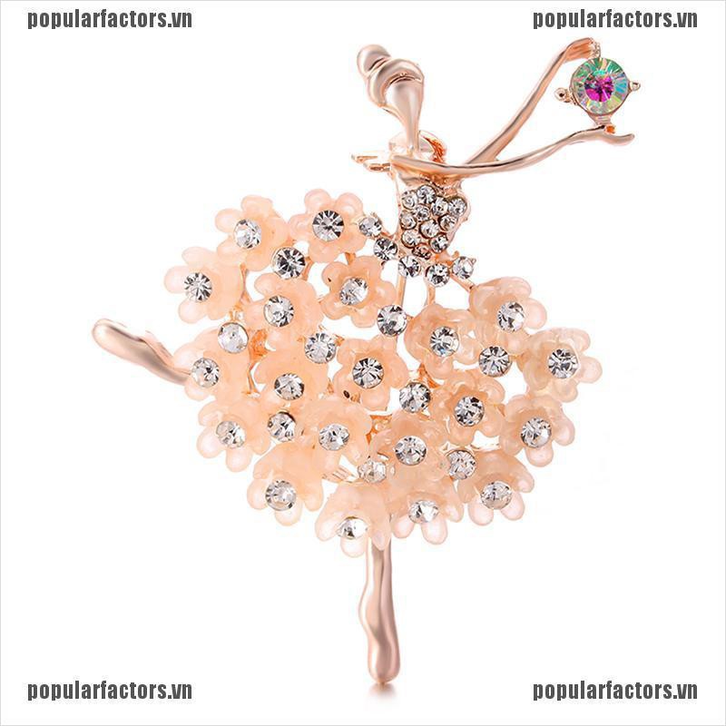 Ghim Cài Áo Hình Cô Gái Nhảy Múa Đính Đá Thời Trang