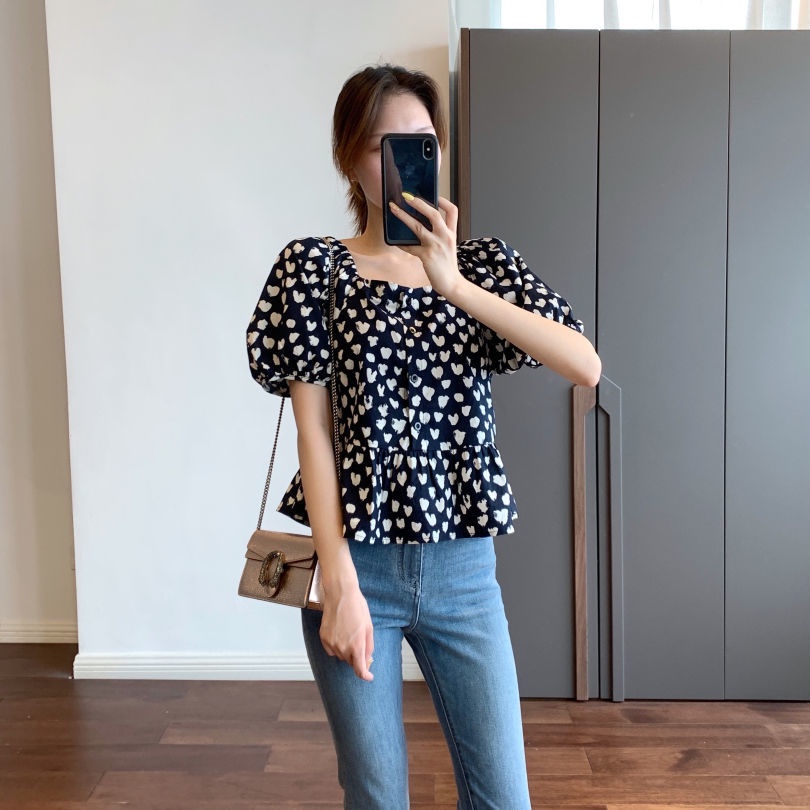 COZOK Áo Sơ Mi In Hình Trái Tim Cổ Điển Mỏng Đa Năng