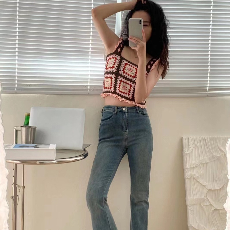 Áo Croptop Không Tay Họa Tiết Hoa Phong Cách Boho Ngọt Ngào Cho Nữ