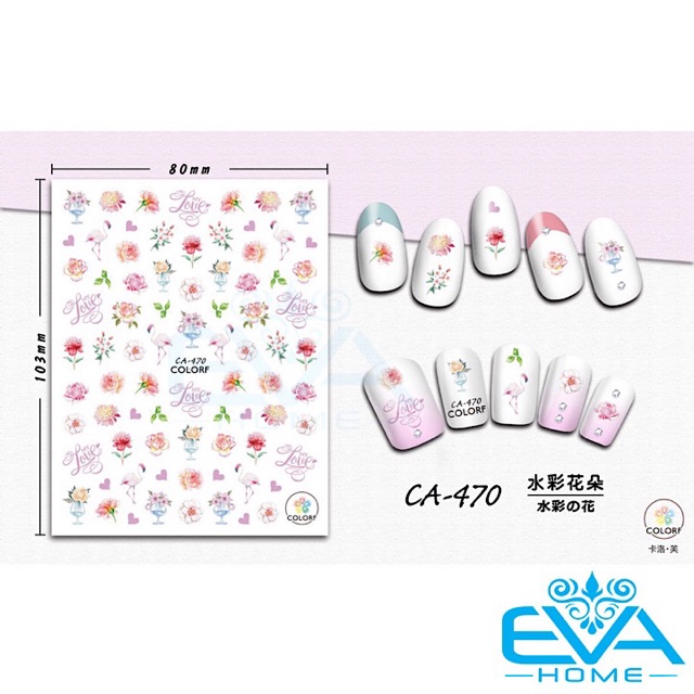 Miếng Dán Móng Tay 3D Nail Sticker Tráng Trí Hoạ Tiết Bông Hoa CA470