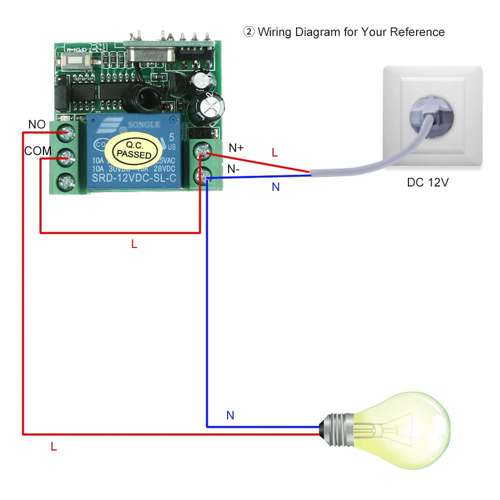 Bộ Mô-đun rơ-le điều khiển từ xa không dây DC 12V 1CH 433Mhz cho 1527