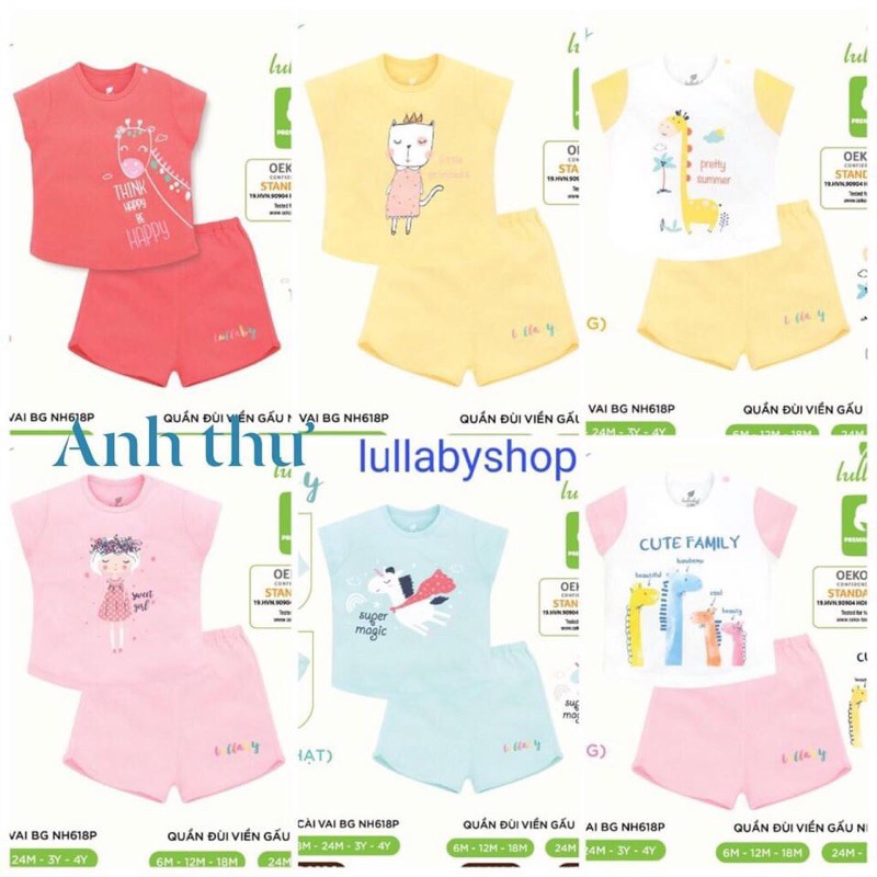 Bộ cộc tay cài vai bé gái Lullaby [NH618P-NH619P] (Sz 6m-4y)