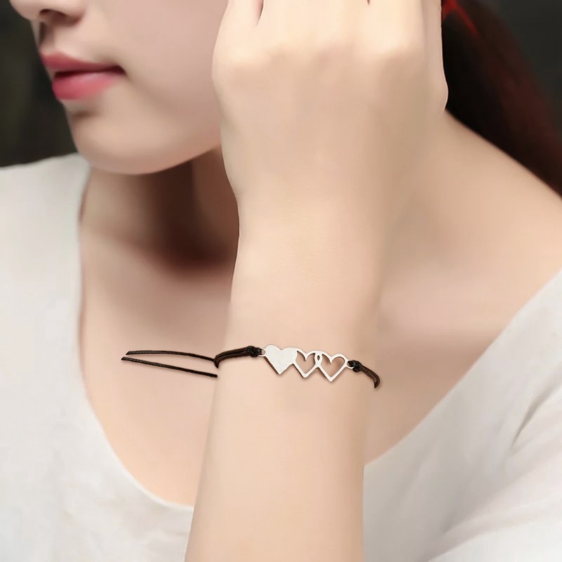 Set 3 vòng tay dây bện mặt thẻ khắc chữ Best Friends bằng thép không gỉ