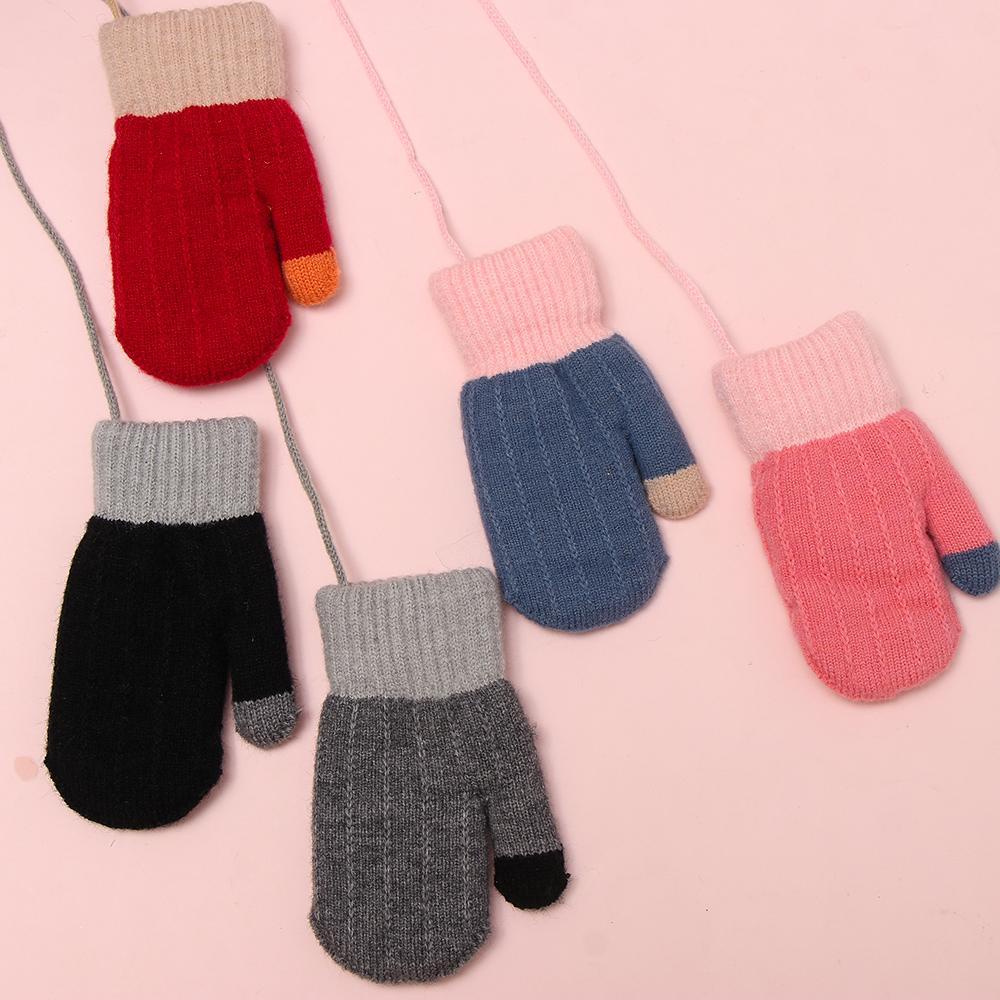 MIHAN1 Găng Tay Nhung Dày Dặn Ấm Áp Kiểu Hoạt Hình Xinh Xắn Cho Bé