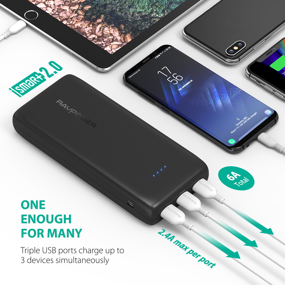 [Mã ELTECHZONE giảm 5% đơn 500K] Pin sạc dự phòng RAVPower RP-PB064 dung lượng 32.000mAh - Hãng Phân Phối Chính Thức