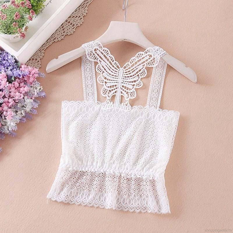 FREESHIP ĐƠN 99K_ Áo camisole màu trơn với họa tiết hình con bướm và ren