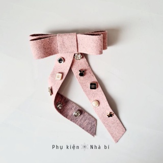 Kẹp tóc nơ vải dạ dáng dài