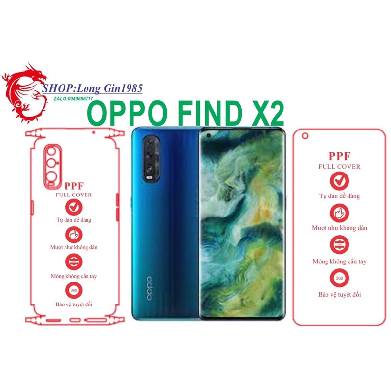 Oppo FIND X2 miếng dán trong Ppf mặt sau và mặt trước chống va đập chống trầy xước