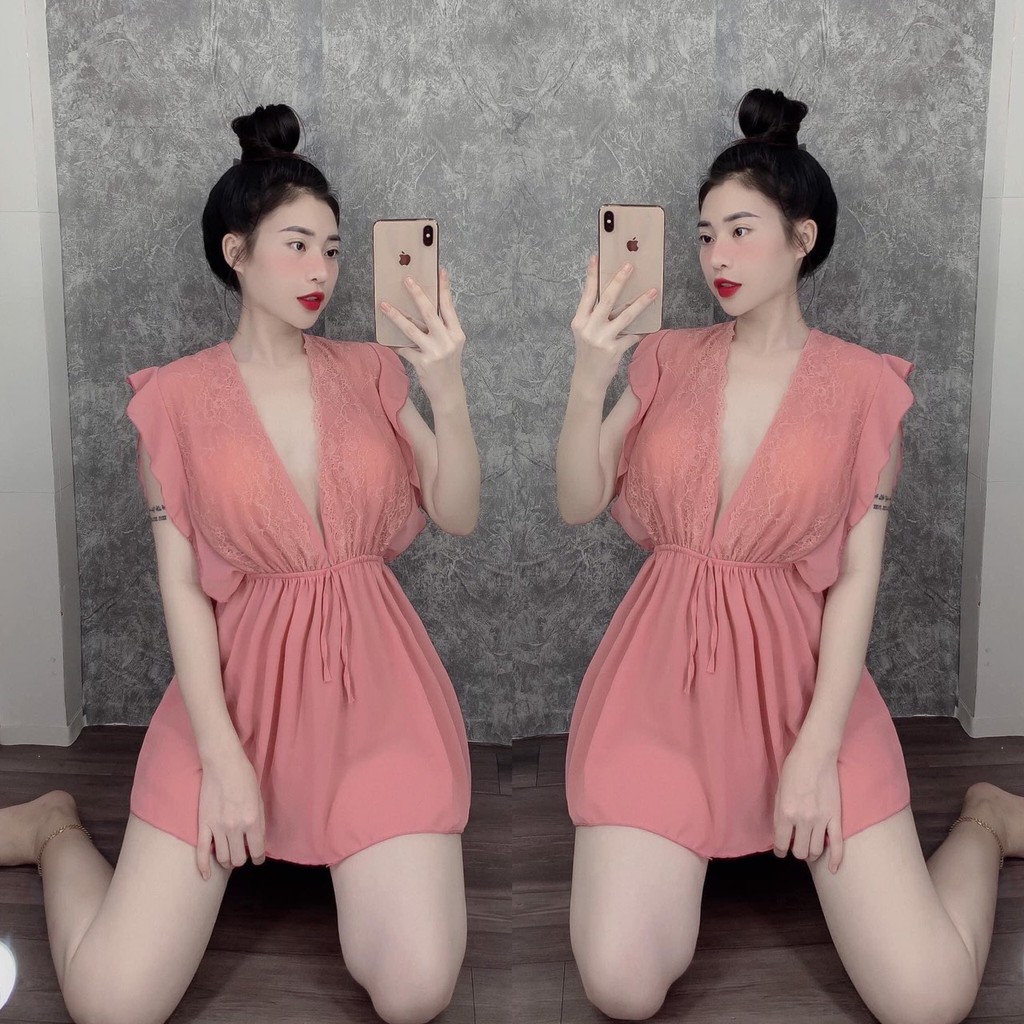 Váy ngủ voan sexy❣️FREESHI❣️Đầm ngủ sexy Voan cao cấp+ mút rời+ quần