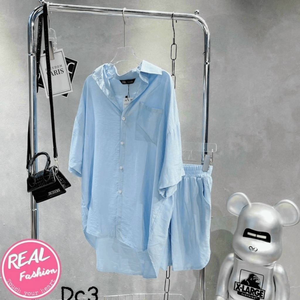 (Mẫu Mới) Hàng Về Chưa Bao Giờ Là Đủ Cho Sét Đũi Áo Sơ Mi+ Quần Short Cực HOT UP h.h.p