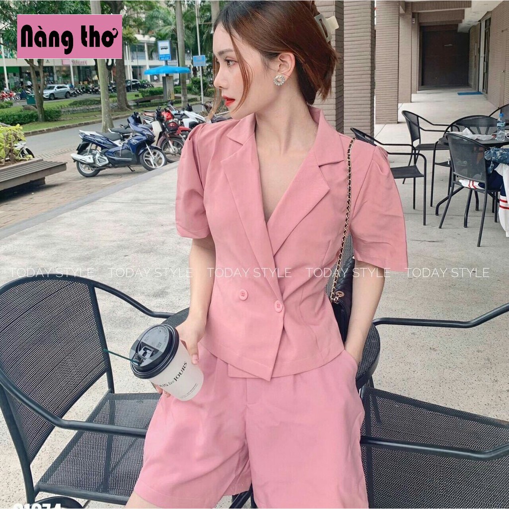 HÀNG CAO CẤP -  Set Bộ Áo Vest Phối 2 Nút Cài & Quần Ngắn Trẻ Trung Hiện Đại Phù Hợp Công Sở, Dự Tiệc - Nàng Thơ's Shop 