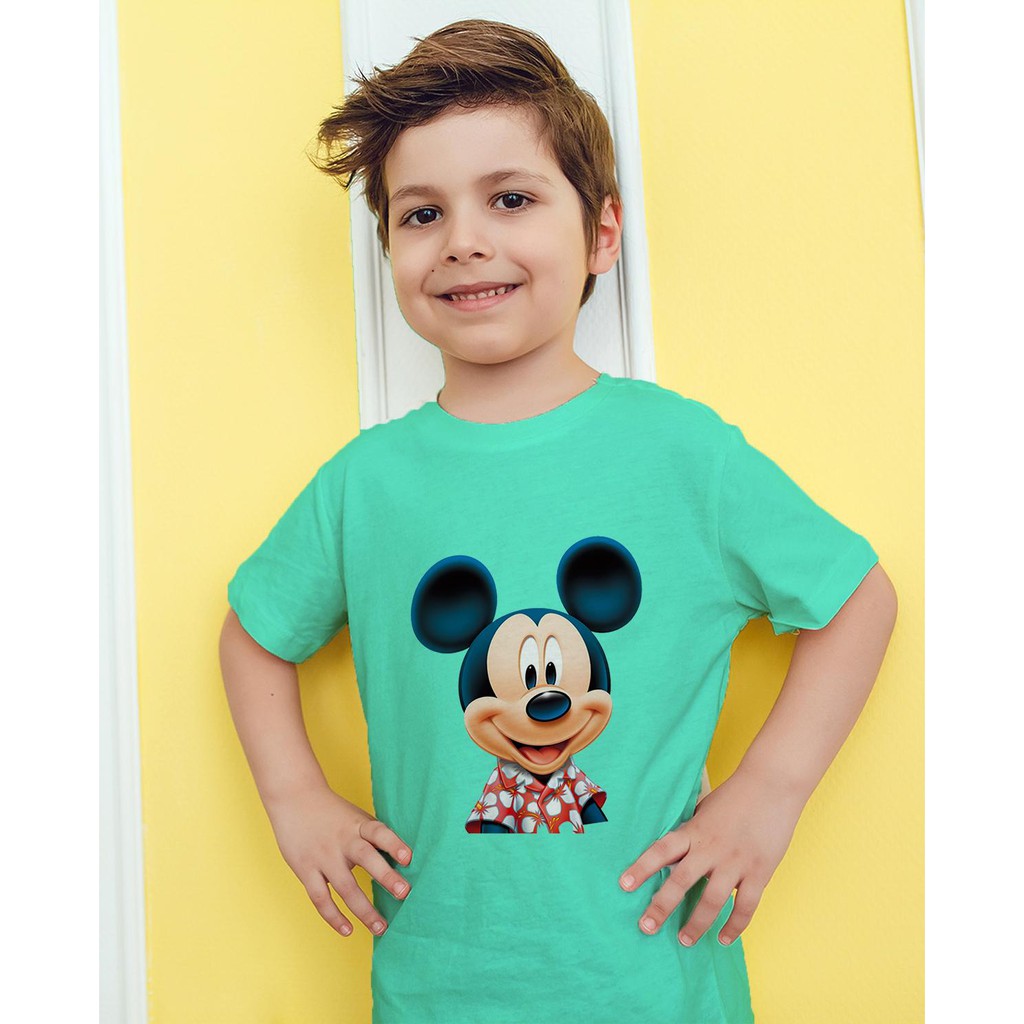 Áo thun Trẻ em in hình Chuột Mickey cười Cotton Thun - Dẽ Thương