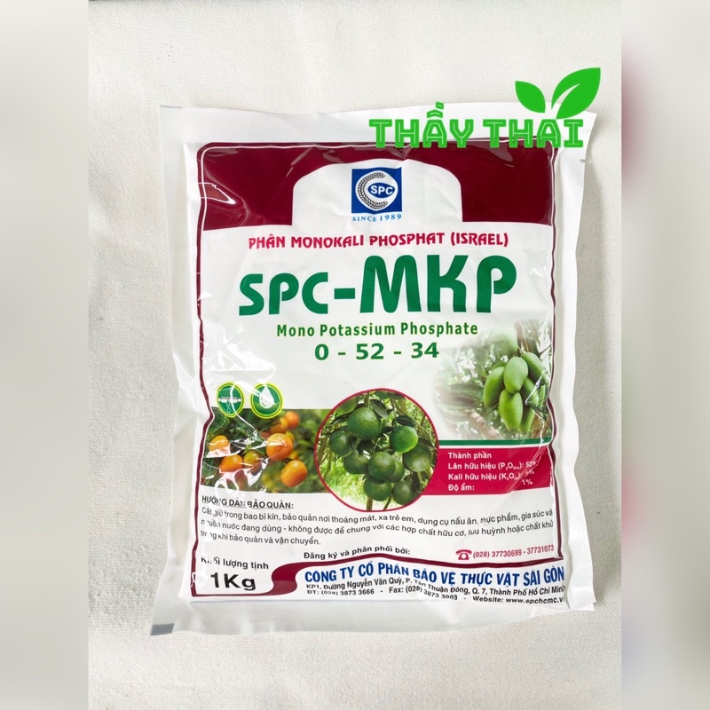 [FREESHIP-CHÍNH HÃNG] Phân bón lá MKP 0-52-34, 1KG, SPC-MKP Sài gò, MKP TRUNG HIỆP LỢI, ra hoa nghịch mùa, tăng trổ hoa