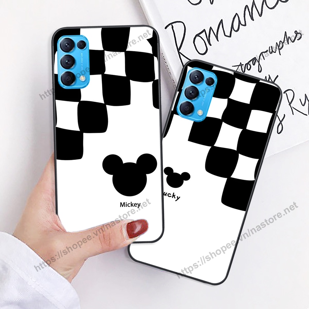 Ốp lưng Oppo Reno5 4G / Reno5 5G / Reno 5 trái tim họa tiết caro, mikey họa tiết beabrick kaws cute