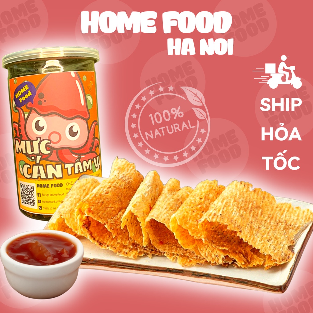 Mực cán tẩm gia vị HomeFood 200gr khô mực loại 1 đặc sản Nha Trang ăn là mê vừa ngon vừa rẻ an toàn vệ sinh thực phẩm
