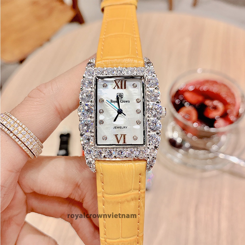 Đồng Hồ Nữ Royal Crown 6111 Dây Da Hồng Chính Hãng Dịu Dàng Nữ Tính
