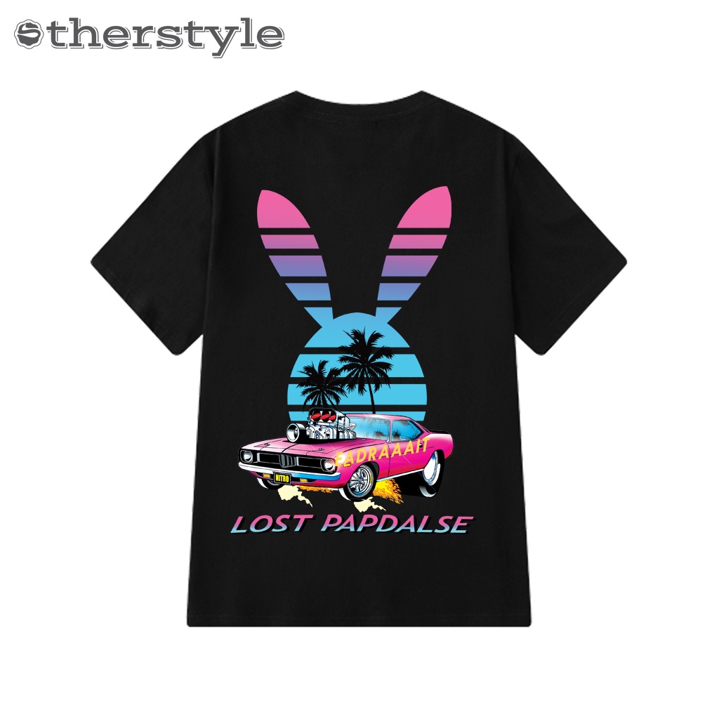 Áo thun unisex tay lỡ form rộng rabbit car, áo phông phom rộng cổ tròn chất cotton mềm mịn thương hiệu Otherstyle