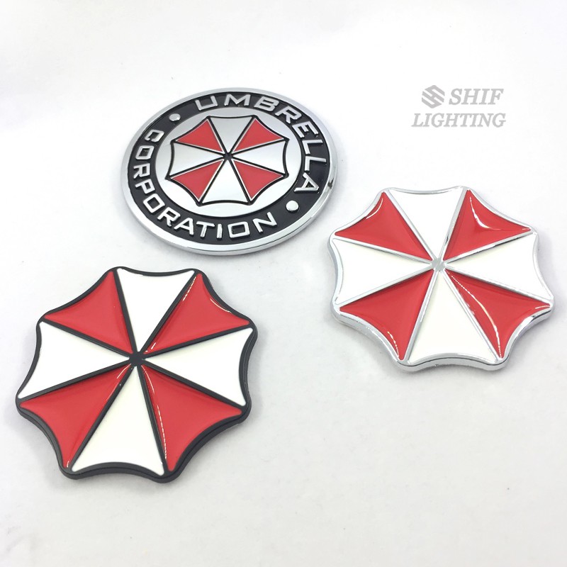 Logo kim loại chữ UMBRELLA CORPORATION dán trang trí xe ô tô / xe máy