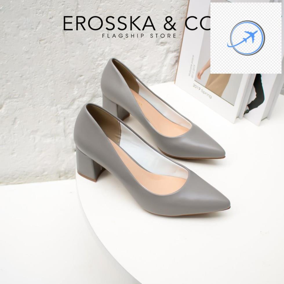 👘👘 Erosska - Giày cao gót Erosska 2022 thời trang mũi nhọn kiểu dáng cơ bản cao 5cm màu đen _ EP011 👘