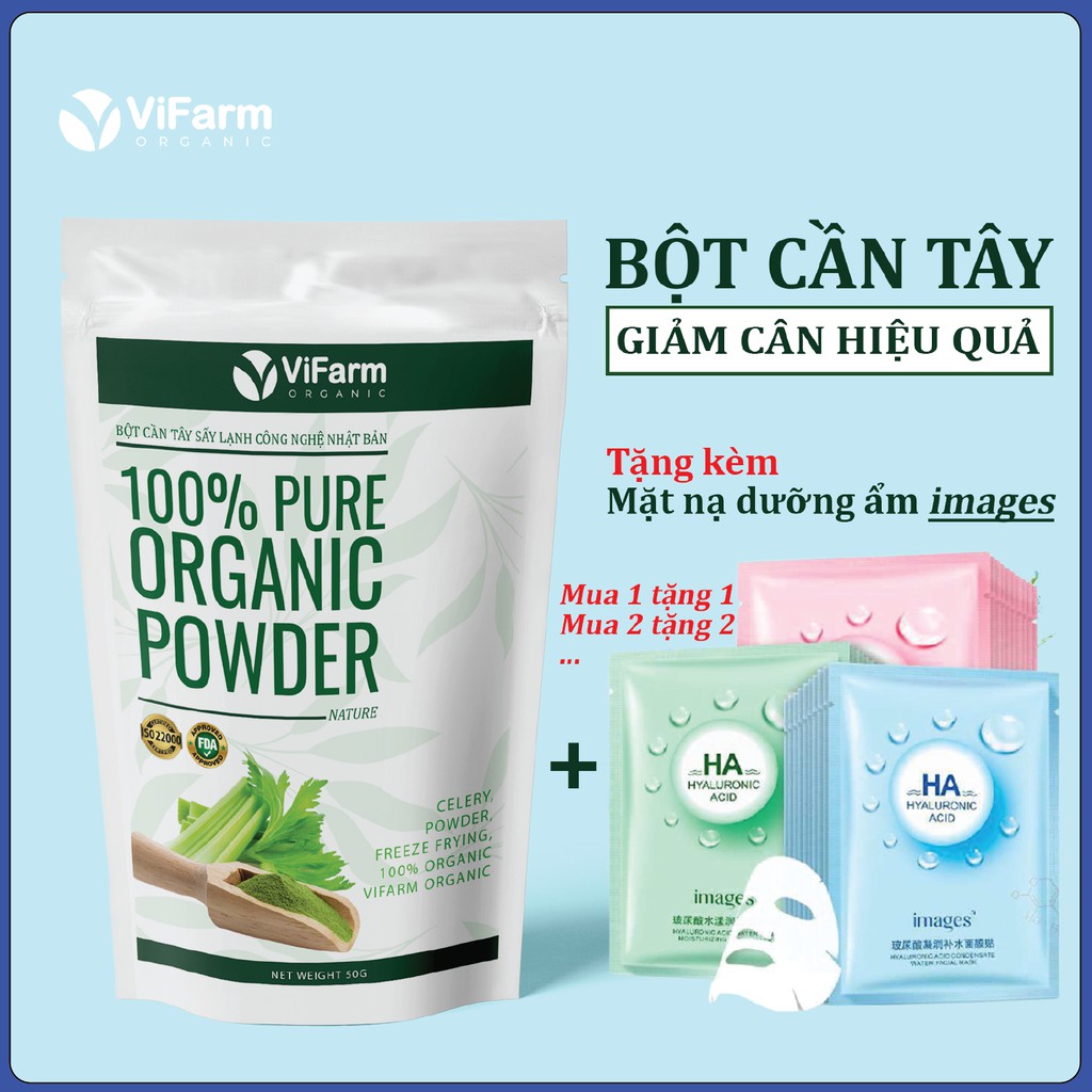 Bột Cần Tây Nguyên Chất ViFarm 50Gram Nguyên Chất 100%, Bột Cần Tây Giảm Cân Tự Nhiên, Thanh Nhiệt, Giải Độc, Làm Đẹp Da