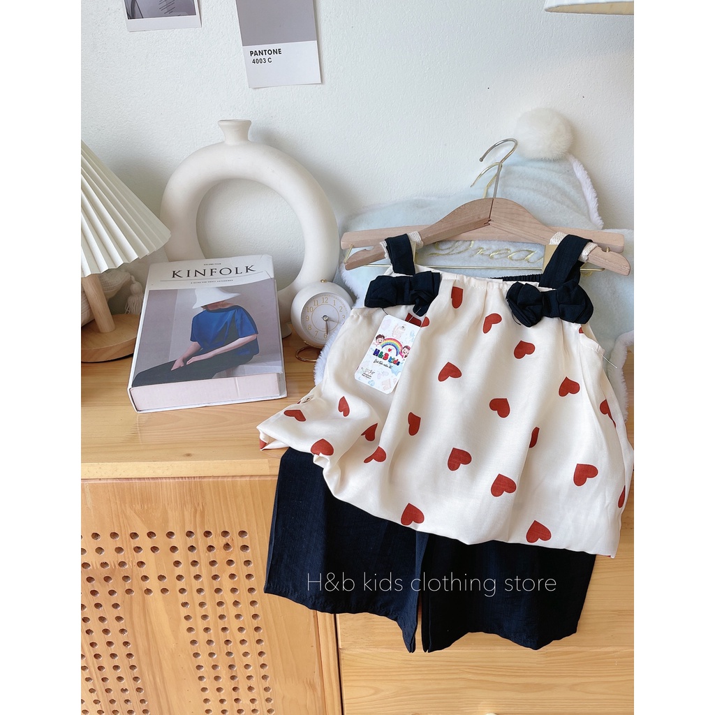 SALE SET ÁO ĐÍNH NƠ HAI DÂY QUẦN ỐNG RỘNG ĐŨI MỀM MỊN MÁT