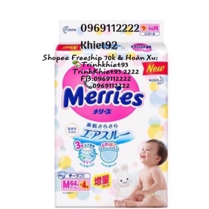 [FREESHIP+MÃ 100K] Tã dán/quần Merries THÊM MIẾNG+JUMBO+ tiêu chuẩn hàng nội địa NB90, S82,XL38+6,XXl28,Xl50..